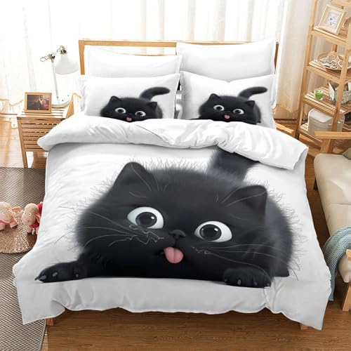 Housse de couette ours mignon 3D en microfibre King 220x240cm - 3