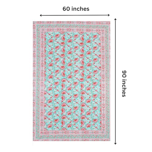Image of elanorhomes 100% Cotton 240 TC Single Bed Sheet Set | Floral Printed Bedsheet with Pillow Cover | Soft Breathable Fabric for Bedroom | 60x90 Inches (Torquoise Pink Lotus)
