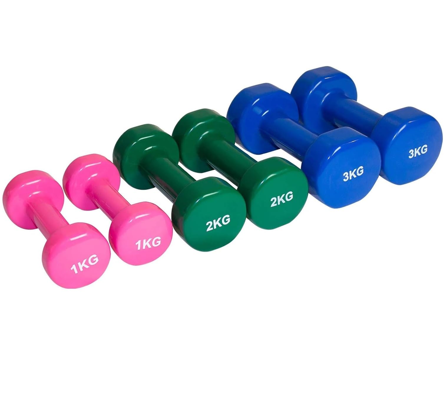 Set de 6 mancuernas 2x 1kg, 2x 2kg, 2x 3kg pesas con soportepara gimnasio y entrenamiento en casa