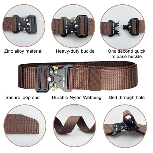 Tactical Belt: Military Style Quick Release Metal Zinc Alloy Buckle Belts - 1.5" Polyester Web Work Belt4