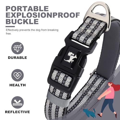 Collar reflectante para perros con neopreno suave ajustable M miniatura 2