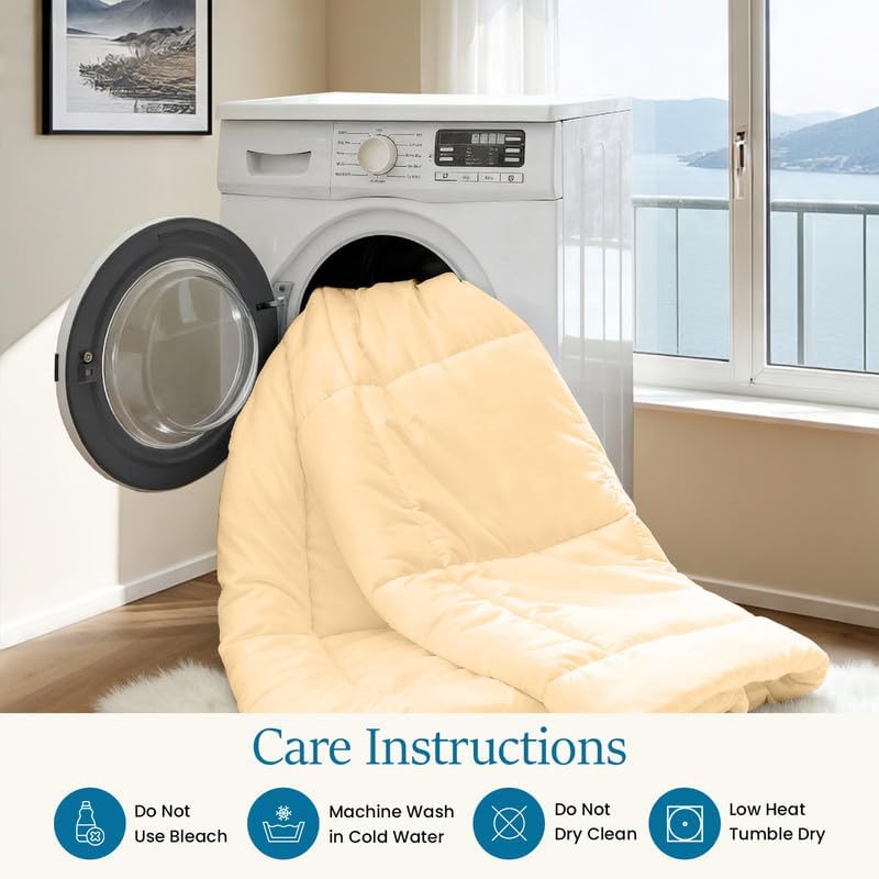 Comforter 100% Pima Cotton 1000 TC, 400 GSM Premium Luxury All Season 1PC Comforter, Ultra Soft Breathable Quilted Bedding – Twin (64 x 86 Inches), Beige