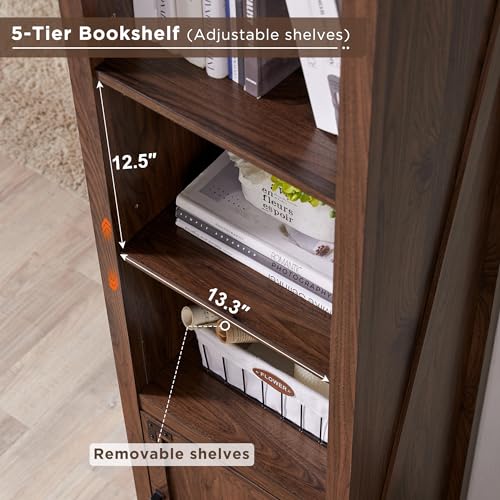 Jxqtlingmunarrowstoragecabinet5shelfbookshelfbookcacepantrycabinetfarmhousestoragecabinetwithdoorsandadjustableshelvesforlivingroombedroomkitchenbrown  Urban Country Home Decor Jxqtlingmu narrow storage cabinet 5 shelf bookshelf bookcace pantry cabinet farmhouse storage cabinet with doors and adjustable shelves for living room bedroom kitchen brown  urban country home decor