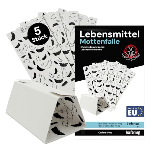 Novokill Lebensmittelmotten Falle 5er – Giftfreie Pheromonfalle gegen Lebensmittelmotten – Klebefalle Küche – Langzeitwirkung 3 Monate – Zur Befallsermittlung – Sicher für Haustiere