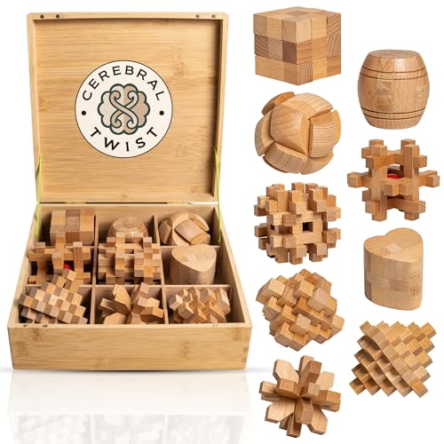 Wooden Brain Teaser Puzzles for Adults - Coffee Table Puzzles - W...