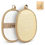 Natural Loofah Exfoliating Body Scrubber (Pack 2- Size L), Loofah Bath Sponge, Luffa for Women and Men, 100% Biodegradable Compostable, Dye Free, Zero Waste Eco Friendly Sustainable (4.7" x 6.3" each)