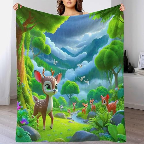 Couverture en peluche cerf plaid microfibre lit 150x200