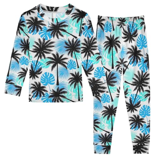 Black Palm Tree Blue White Boys Girls 18M Clothing Set Long Sleeve Fall Outfit