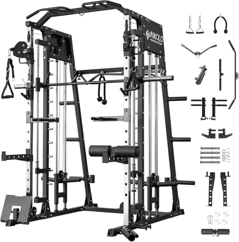 ZERELEK Smith Machine, Multipresse Power Rack mit Cabel Crossover Maschine, Power Cage mit 1000kg maximaler Belastung, Schwarz ZERELEK Smith Machine, Multipresse Power Rack mit Cabel Crossover Maschine, Power Cage mit 1000kg maximaler Belastung, Schwarz
