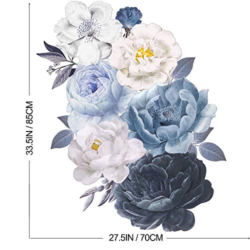 Vinilo decorativo floral azul Navy para pared 70x85 cm miniatura 2