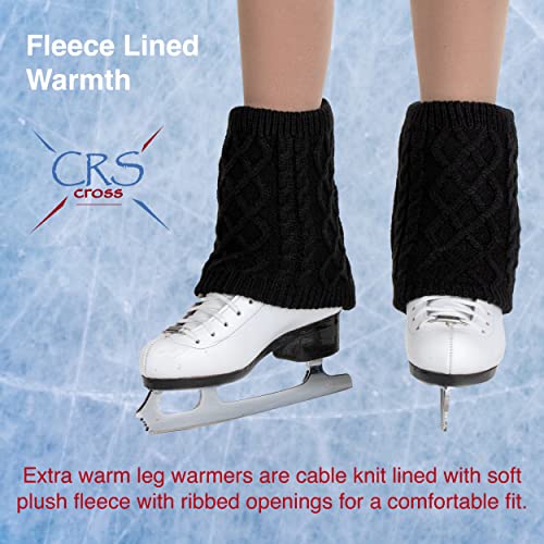 CRS Cross Leg Warmers and Headband Set for Figure Skating with Zipper. Fleece Lined Knit Keeps Legs Warm-Ice Skate Dance2