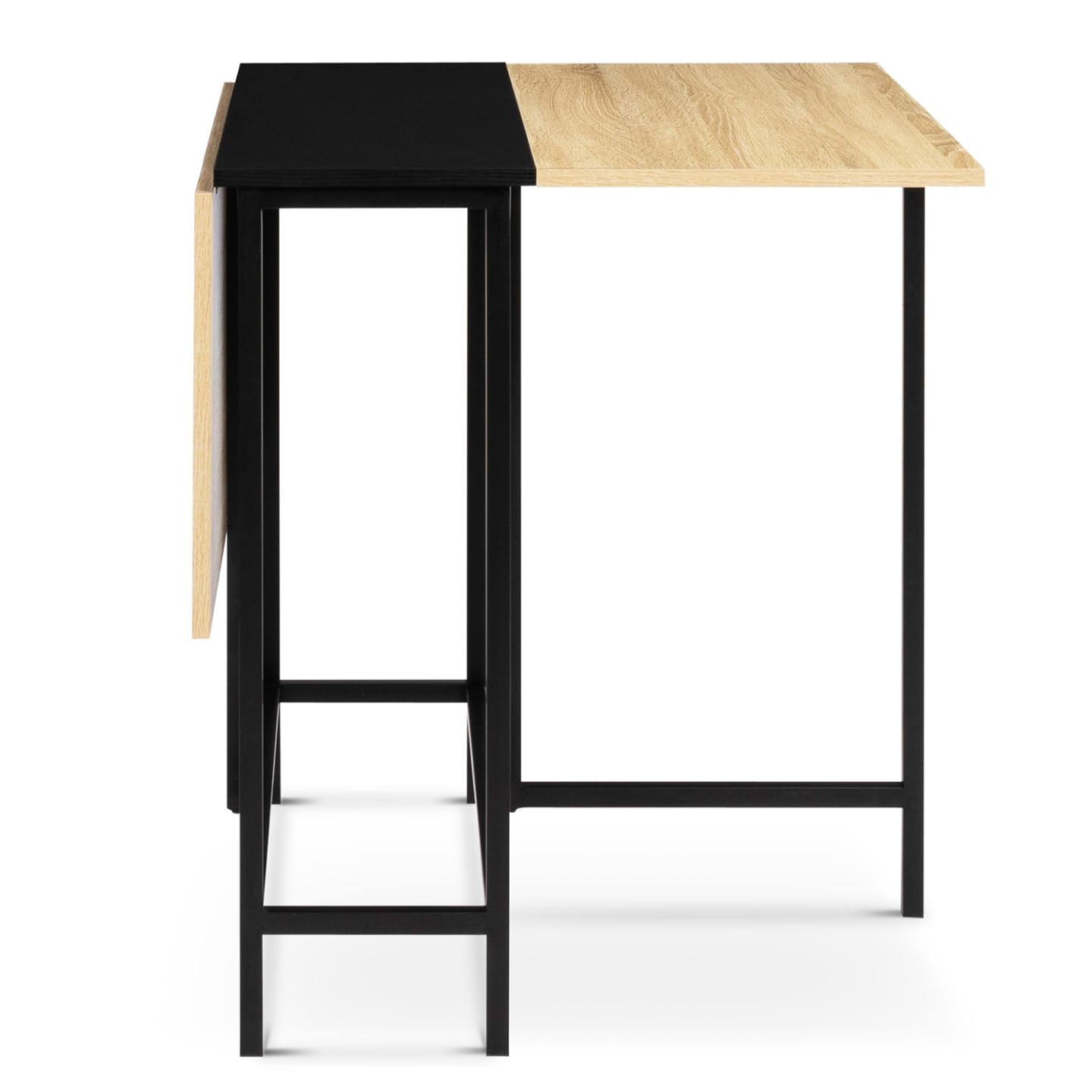 IDMarket - Mesa consola plegable 2-4 personas en haya y negro diseño industrial EDI