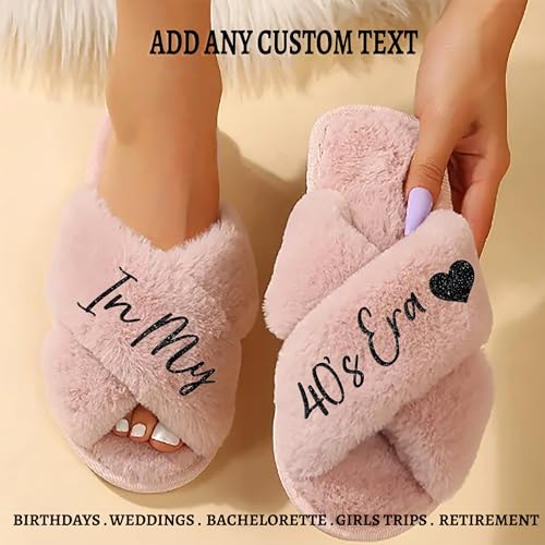 Custom Fluffy Slippers for Women - Sizes XS - XL (US 4-12) - Personalized Bridesmaid Slippers - Custom Gift for Her2