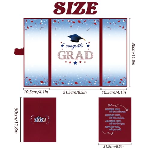 Image of Vlipoeasn 2026 Graduation Guest Book Alternative, Red Blue & White Class of 2026 Graduation Party Decorations, Unique Graduation Gifts for Friends, Grad Signature Book for 2026 College High School