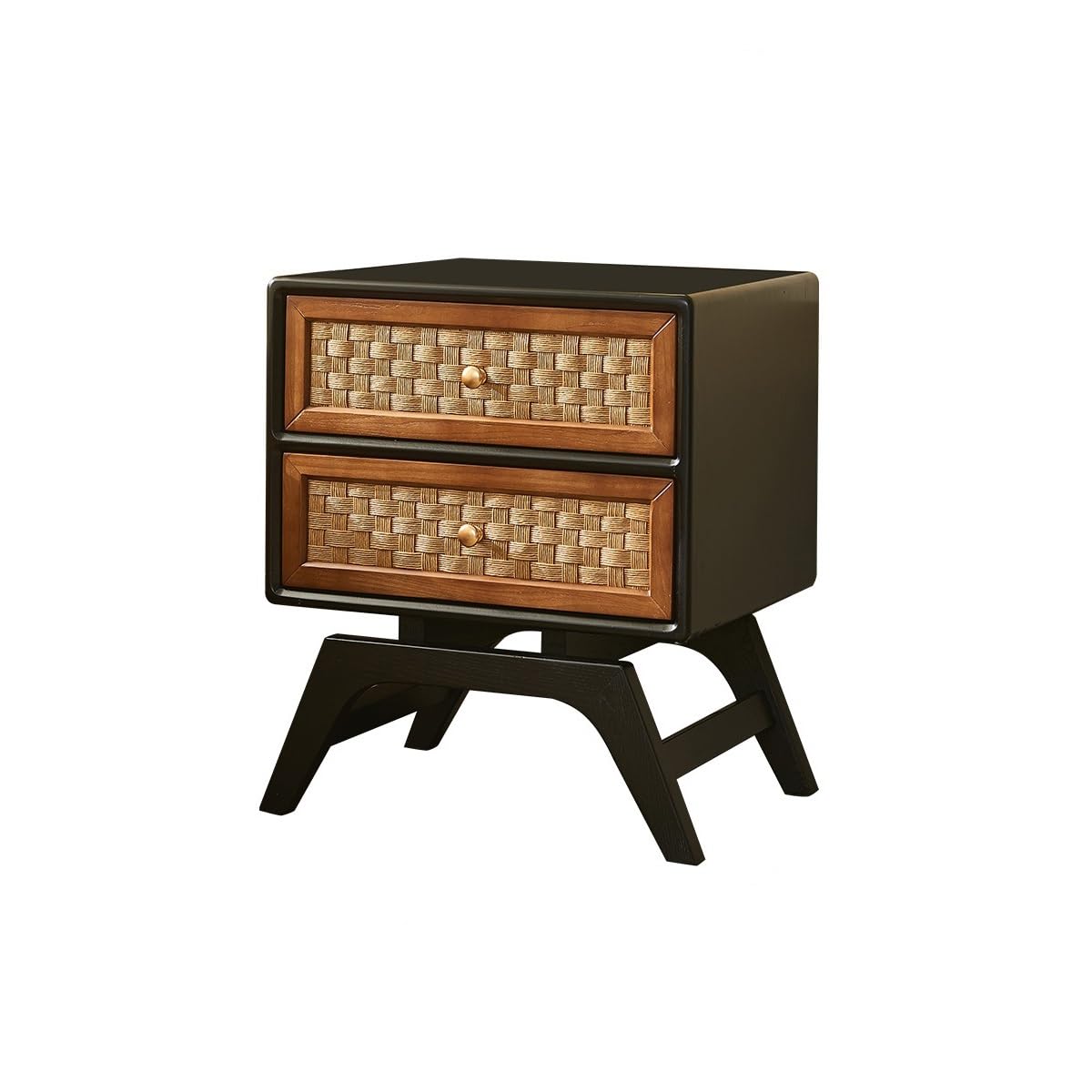 GFHTRELY Couch Desk Wooden Rattan Bedside Table Simple Bedroom Storage Locker Home Cabinet Small Table