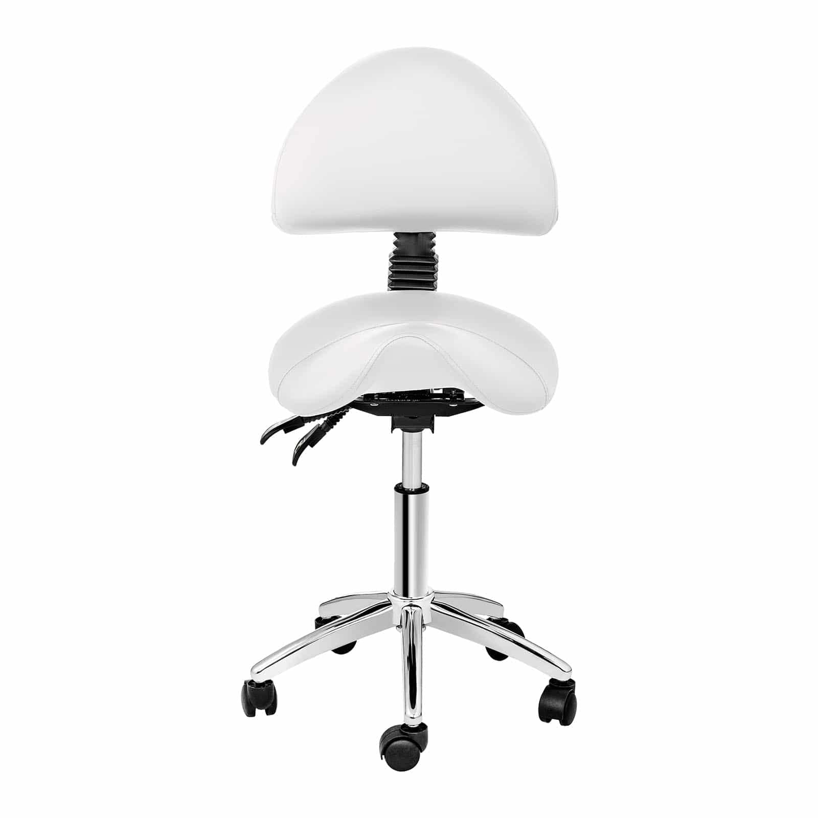 Physa Sgabello a Sella Sedia per Salone Physa Berlin White (Finta Pelle, Ferro Cromato, 150 kg, Regolabile, Bianco)