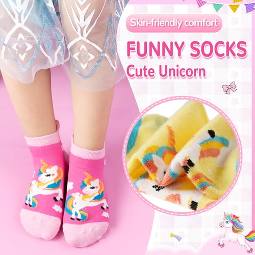 Kids Girls Unicorn Ankle Socks Cute Novelty No Show Cartoon Cotton Socks 6 Pairs2