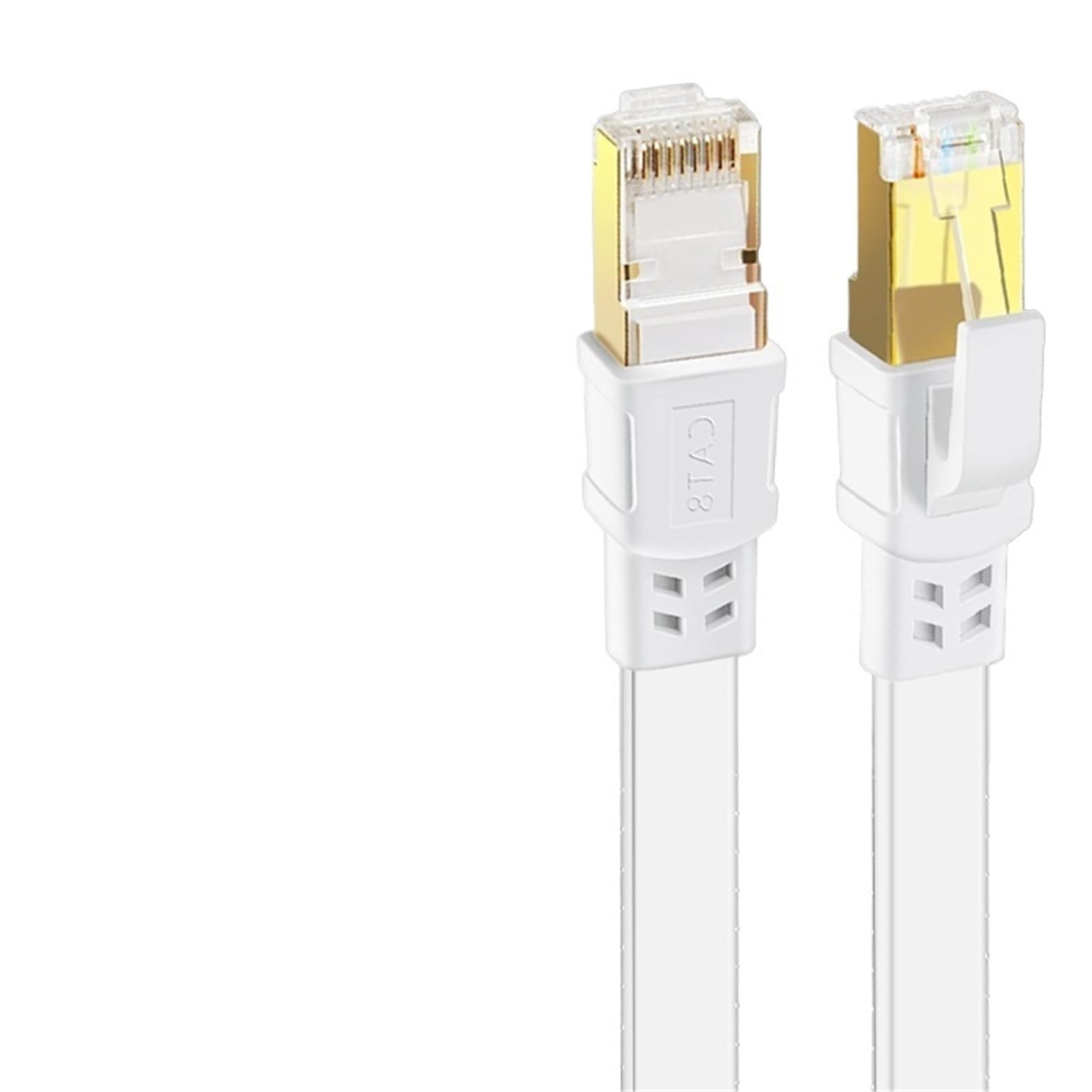 Kabel Ethernet Cat 8 40 Gbit/s 2000 MHz, 10 m, 15 m, 20 m, 20 m, 30 m, szybki Internet Rj45, ekranowany kabel krosowy Cat8 LAN (White-Cat 8 płaski, 8 m)