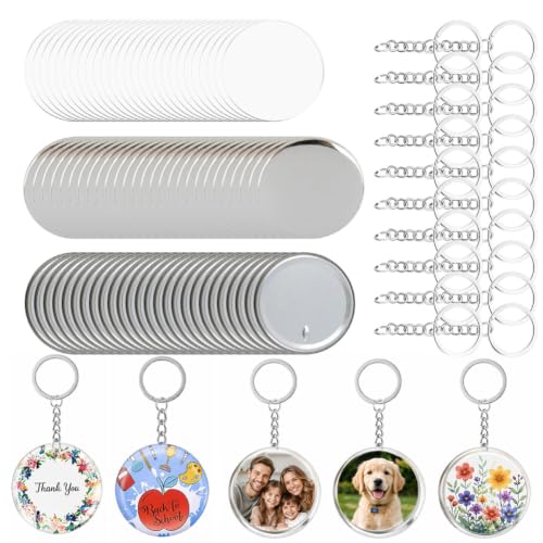 LOMUG Lot de 60 accessoires pour machine à boutons - 58 mm | Kit de fabrication de broches pour machine à boutonnière, ensemble de badges en métal avec dos, couvercle