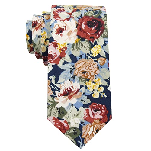 Image of Mantieqingway Floral Ties for Men Skinny Cotton Tie Flower Necktie