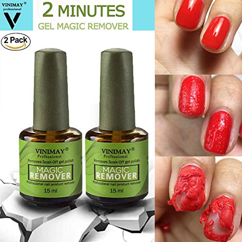 2Pcs Magic Nail Polish Remover Professional Removes Soak-Off Base Matte Top Coat Gel Polish in 3-5 Minutes Nail Art Primer Lacquer Nails Salon No Hurt Your Nails - 15 ml Each