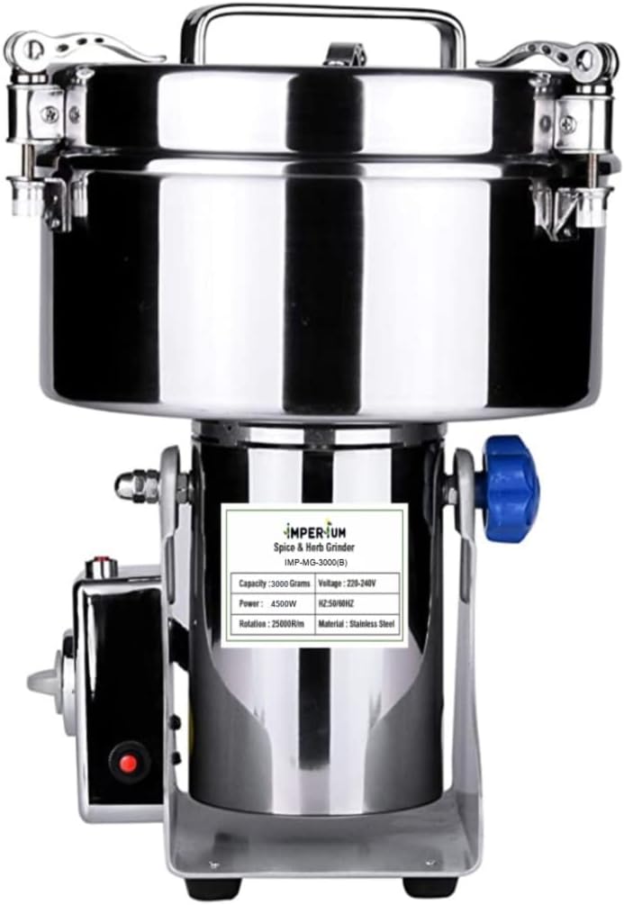 IMPERIUM® Culinary Companion: Food Grade Stainless Steel Portable Masala Grinder with 1-Year Warranty - Ideal for Dry Grinding, Spices, and Millets (3 KG)