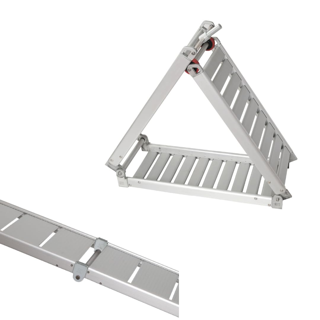 Pasarela de Aluminio para Barco Plegable en Tres tramos, 2 Metros de Longitud, con Ruedas.