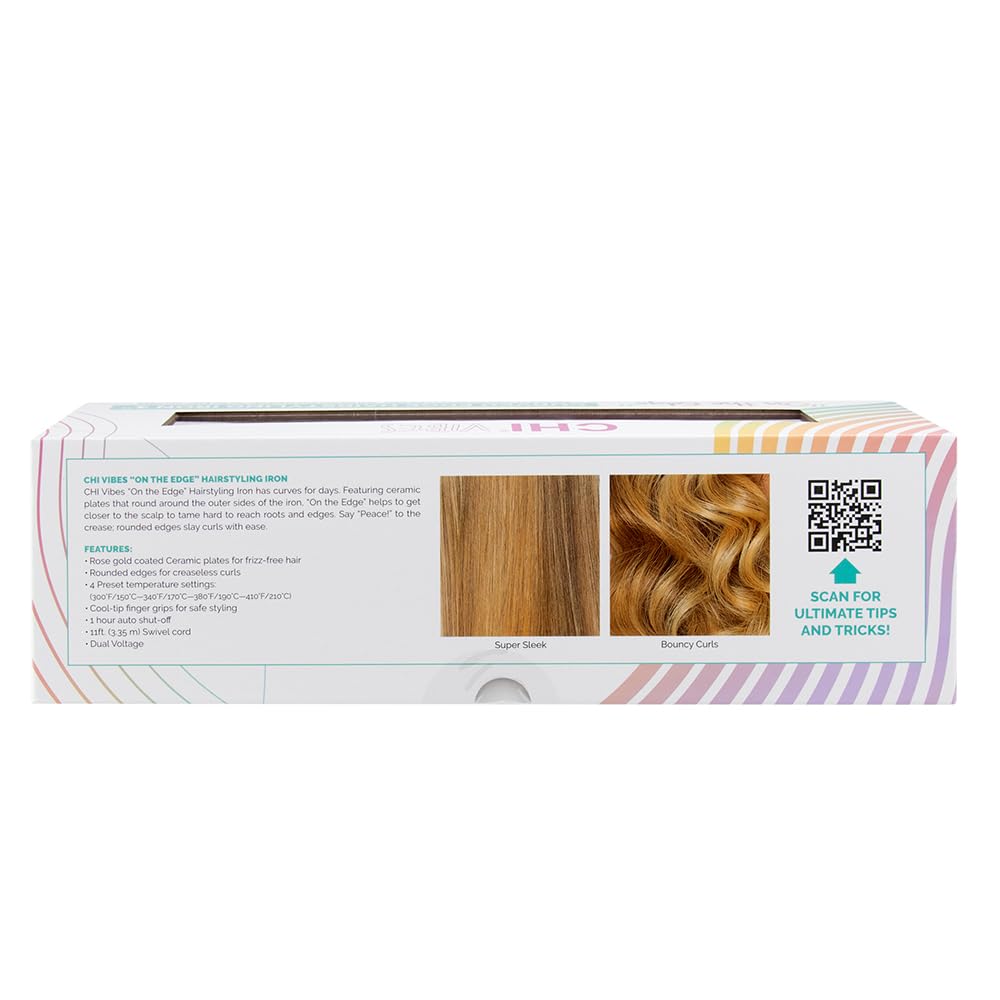 CHI VIBES On The Edge - Plancha de pelo de cerámica con placas de precisión, pelo sin encrespamiento, varios ajustes de temperatura