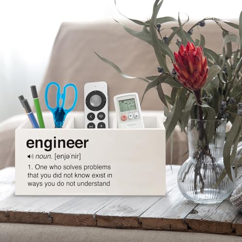 Image of Engineer Gifts Wooden Pen Pencil Holder for Office Desk Accessories, Best Engineering Gifts Makeup Brush Toothbrush Holder Organizer for Bathroom