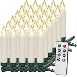 KABELLOS MIT FERNBEDIENUNG - Dank der 30 kabellosen LED Weihnachtskerzen in warmweiß mit Infrarot-Fernbedienung zaubern Sie im Handumdrehen eine stimmungsvolle Weihnachtsbeleuchtung, durch die stromsparende LED - Technologie mit Batteriebetrieb auch ganz ohne Brandgefahr.