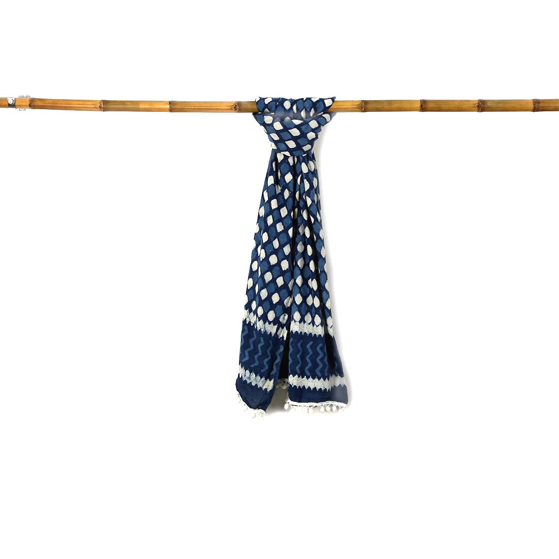 India Hand-block Printed Indigo Blue Soft Mulmul Stole for Women and Girls-image-46