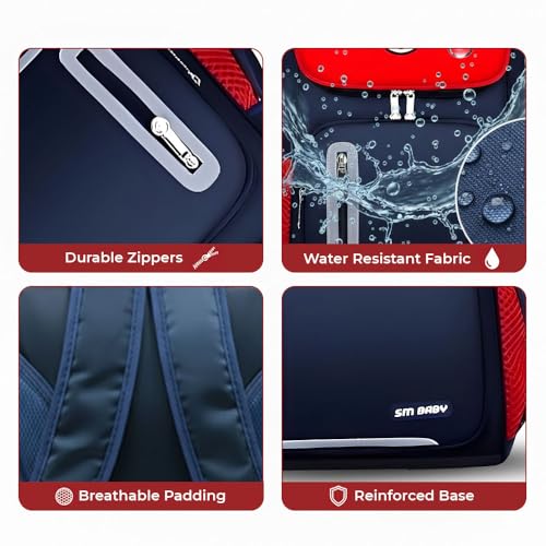 Image of Bear Print Flap School Bag for Boys Girls 6-10 Years Waterproof Lightweight Kids Backpack Large Capacity Student Bag for Books & Padded Straps & Back Support