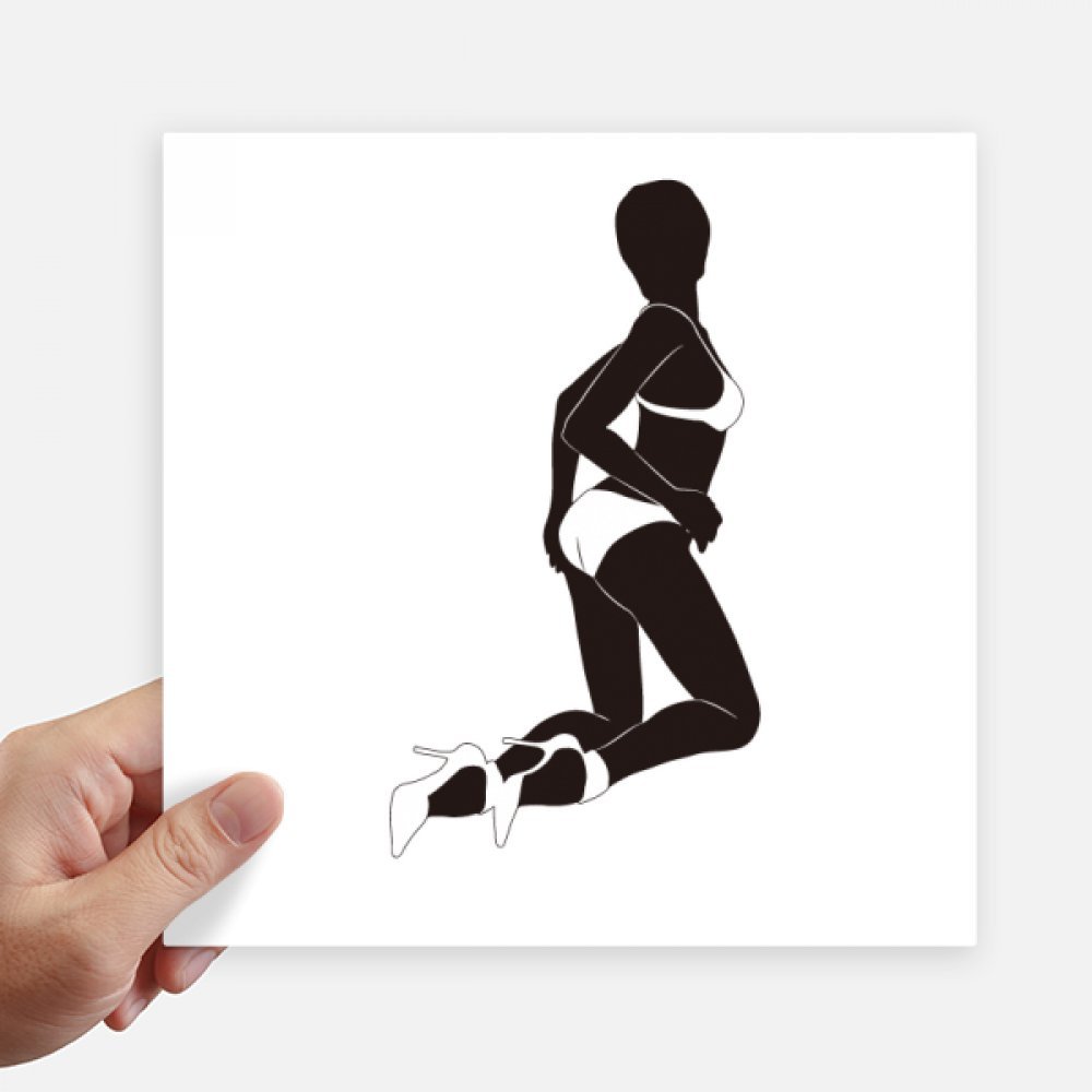 Autocollant multicolore silhouette bikini lot de 4 stickers carrés 20cm de côté