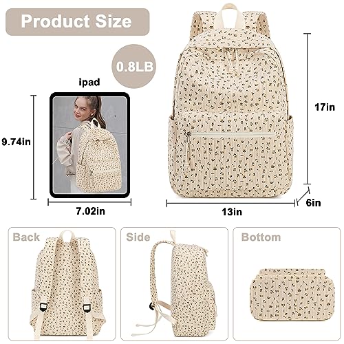 Image of BTOOP School Backpack for Teens Large Corduroy Bookbag Lightweight 15.6 inch Laptop Bag for Girls Women Casual High School College