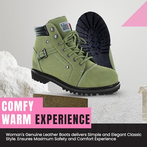 Image of Safety Girl Steel Toe Boots for Women - 11.5M - Black | Water Resistant Work Boots for Women Steel Toe Boots | Slip Resistant Work Shoes | Lightweight Nubuck Leather for Comfort and Style
