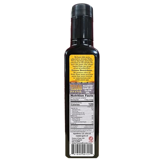 Texana Brand Aceite de Oliva con Ajo Asado - 250ml - Extra Virgen miniatura 2