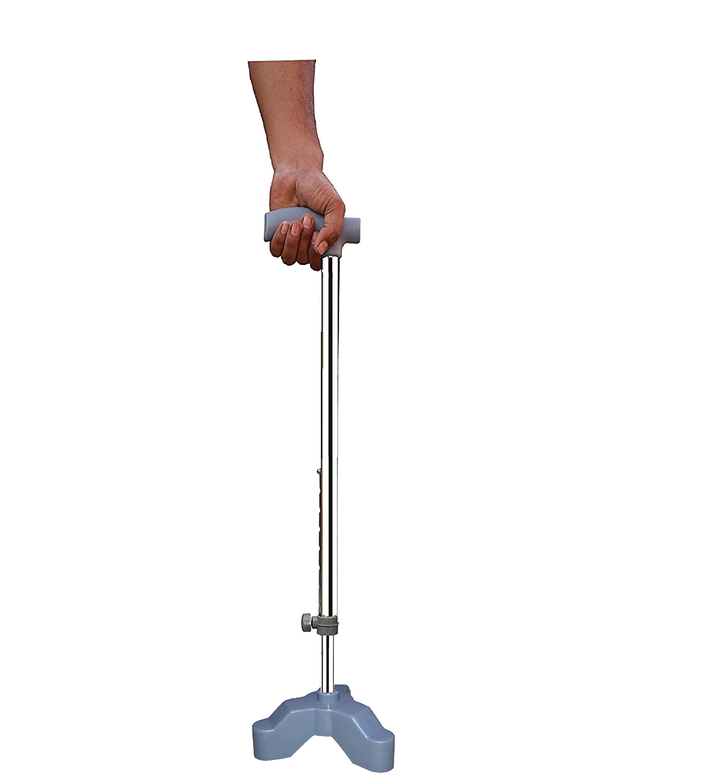 Samadhan Surgical Tripod Chrome Adjustable Height Crutch Handle Walking Stick for Unisex- Silver (B07HY54WPZ) Amazon Price History, Amazon Price Tracker