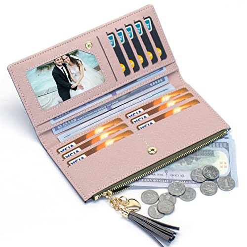Image of Valentoria Womens Wallet Cute Elegant Long Slim Card Holder Case Minimalist Coin Purse Thin Tassels Zip Clutch Wallets for Girls Ladies | Cute