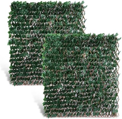 ShadeMart Expandable Privacy Fence Greenery Screen for Balcony Patio Decks Outdoor, Decorative Faux Ivy Fencing Panel Artificial Hedge for Garden Home Wall Backdrop, Single Sided Leaves