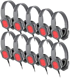Brenthaven Edge Rugged Over Ear Headphones Wired (10 Pack/Bulk) with 3.5mm Jack, Long Tangle Free Cord for Kids, K-12, Students, & Schools - Comfortable, Durable, Lightweight, & Drop Tested - Gray