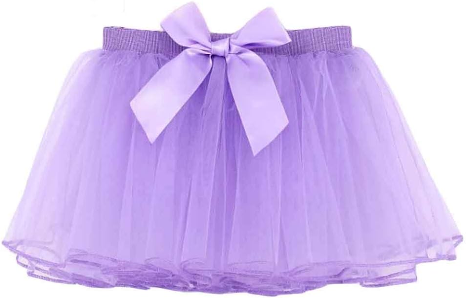Panda Legends Cute Bowknot Purple Ballet Bubble Tutu Skirt for Girls Dance Dress Up Costumes, 25cm