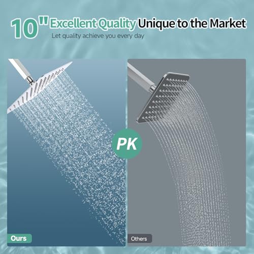 Image of SR SUN RISE Luxury 10 Inch Large Square Stainless Steel Shower Head High Pressure Rainfall Showerhead Ultra Thin Water Saving Polished Chrome
