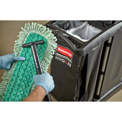 Image of Rubbermaid Commercial Products HYGEN 60 inch Microfiber Dust Pad with Fringe, Green, For Janitorial /Professional Cleaners and Heavy-Duty industrial Cleaning /Dusting /Sweeping