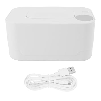 Baby Wipe Warmer and Baby Wet Wipes Dispenser, Refillable Constant Temperature Wipe Warmer, Portable Wipe Warmer USB Heating Wipe Case White