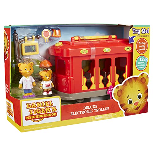 Daniel Tiger's Neighborhood Deluxe Electronic Trolley Vehicle With 2 Songs, 12 Phrases, Sounds & Light! Daniel & Mom Tiger Figures Included, For Ages 3+ #TOP6