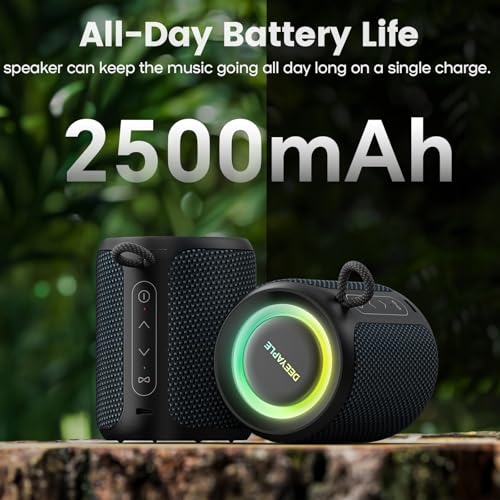 Image of Bluetooth Speaker Wireless,IP67 Waterproof & Dustproof Portable Speaker with Lights,15W Loud Stereo Sound, 2500mAh Battery All Day Playtime, TWS Pairing, BT5.3, Home /Party /Outdoor /Beach (Blue Black)