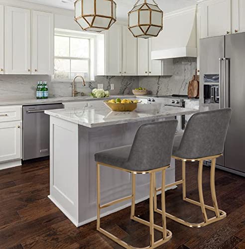 Phi Villa Gold Bar Stools Set Of 2 - Counter Stools For Kitchen Island, Counter Height Barstools Set Of 2 #TOP1
