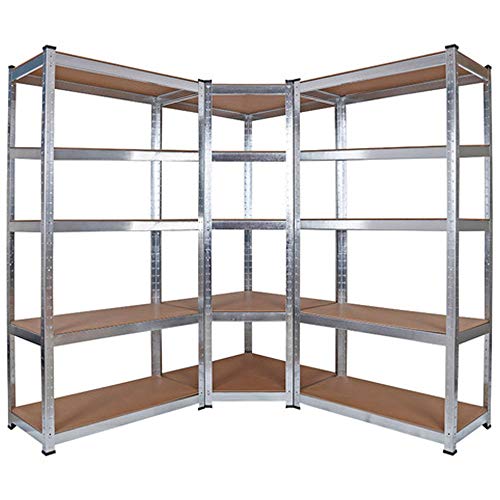 Garden House Garage 91 Pack 2 Estanterías Modulares y 1 Estantería Esquinera Galvanizadas 5 Baldas Ajustables GH91