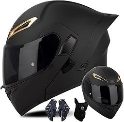 Modularer Motorradhelm Mit Handschuhen Und Gesichtsschutz, Flip Up Helm Erwachsener Motorradhelm Mit Doppelvisier, ECE-geprüfter Helm Für Männer Und Frauen