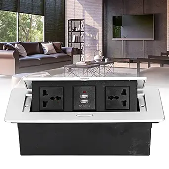 Ubersweet Pop Up Desktop Socket, Floor Electrical Outlet 250V 13A Power Supply Accessories Dual USB with LED Indicator for Electrical Equipment